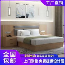 Hotel bed business chain hotel single bed hotel furniture standard room full set of net red hotel bed hotel bed custom