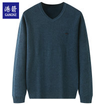 Fatty plus size V-neck sweater mens autumn and winter loose chicken heart collar extra-large mens sweater fat knit tide tide