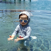 Luxury Yong Korean childrens one-piece swimsuit sunscreen Cute cartoon men and womens wetsuits for children in the baby swimsuit