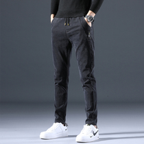 Hong Kong high-end trendy brand jeans men 2021 autumn trend slim feet casual long pants men spring and autumn