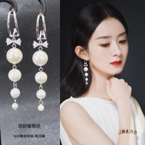 Pearl long summer earrings female 2021 New Tide Korean temperament sterling silver senior feel hypoallergenic Net Red