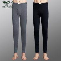 2 strips of seven Wolf Autumn Pants Mens Pure Cotton Slim Fit Pants Cotton Sweatpants Teen Lining Pants Warm Pants Skintight Pants