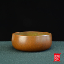 Antique antique copper furnace paste pen wash 14cm fragrance stove brass mantle Van Ying mantle old pulp collection