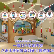 Kindergarten and primary school halls classroom decoration hanging corridors traditional cultural etiquette Chinese studies wooden ornaments