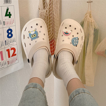 ins tide cave shoes female summer cute cartoon girl heart students wear non-slip Baotou beach slippers
