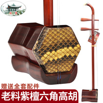 The Rosewood hexagonal Gaohu instrument Huangmei Opera special accompaniment treble erhu accessories complete Cash on Delivery