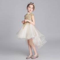 Girl dress dress puffy gauze flower girl show princess dress girl host childrens piano performance spring and autumn
