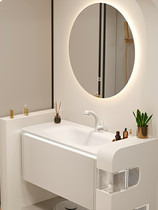 Skin feel Corian one basin bathroom cabinet combination bathroom washbasin washstand cabinet white cream bathroom cabinet