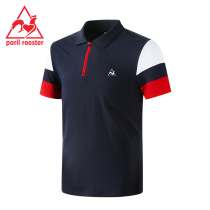 French Rooster cotton color polo shirt mens short sleeve summer T-shirt print casual zipper high-end top