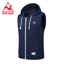 French Rooster vest men spring and autumn cotton hooded sleeveless casual sports jacket outside wearing horse clip vest