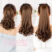 Wig horsetail female long curly hair strap pear flower fake ponytail big wave realistic long short wig