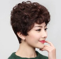 Chemotherapy female wig Wig female short hair Fluffy short curly hair Lady middle-aged Korean breathable not sultry wig