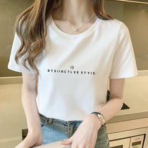White short sleeve t-shirt female thin section Tidal Cards Summer Clothing Loose Casual Design Sensation Undershirt Short t Pure Cotton Blouse