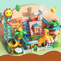 Large particle slide Block Ball building childrens educational assembly toy electric loop track gift baby