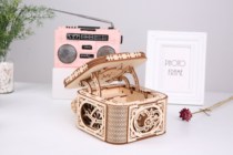 Discount wooden music treasure box DIY assembly hide money hiding ring necklace lipstick to give female birthday gift