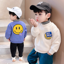 Boys plus velvet padded vests autumn and winter foreign style 2021 Korean children's high collar coat winter baby bottoming shirt