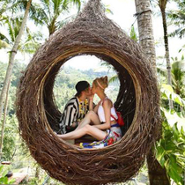 Bali outdoor rattan net red creative love birds nest swing Scenic punch-in wedding shooting props round bed