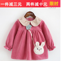 Childrens coat corduroy female baby eating wearing apron girl wearing waterproof kindergarten painting blouse winter