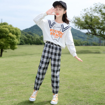 Girl autumn dress foreign style sports suit 2021 New Korean children children Spring and Autumn girl Net red two-piece tide