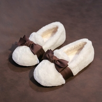 2019 Winter new girls cotton shoes plus velvet warm princess shoes Childrens wool shoes outside wear soft bean shoes tide