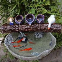 Ceramic round fish tank water flow filter with rockery courtyard ornaments large water tank landscaping decoration