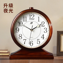  Living room table clock Household European-style retro clock Old-fashioned atmospheric sitting table pendulum clock TV cabinet creative clock ornaments
