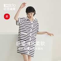 (Cool Feeling) Red bean short sleeves Sleeping Skirt Woman Summer Thin sleeping clothes Spring and autumn family clothes can be worn out 2022 the new 2022