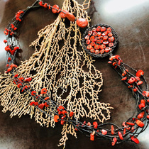 Domestic spot vintage handmade malachite wax rope two-color beaded necklace womens beetle workshop