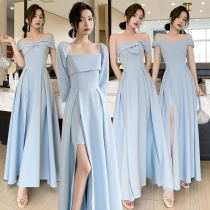 Wedding bridesmaids 2022 new blue fairy temperament can normally wear bestie sister group bridesmaid gown woman slim
