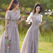Wedding bridesmaid dress Summer thin fairy quality simple atmosphere bridesmaid dress Forest sister group dress can usually be worn