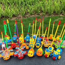 Baby dragging toddler stroller pushing airplane toy learning to climb push push push push children learning to walk with a bell
