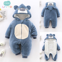 Newborn baby conjoined clothes fall winter cotton-padded jacket newborn baby padded warm suit go out to hold cute winter clothes