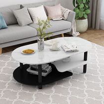 Coffee table small size oval Nordic small apartment living room simple modern tempered glass balcony table TV cabinet set