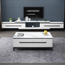 Light luxury rock board coffee table TV cabinet combination set retractable modern simple household small apartment floor cabinet wall cabinet