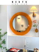  Nordic wall-mounted lamp with bathroom mirror Living room creative makeup mirror Round acrylic wall-mounted decorative dressing mirror