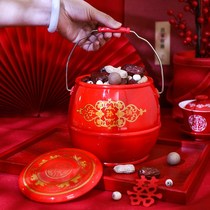 Three sets of children and grandchildren barrels wedding dowry wedding wedding wedding wedding wedding happy bucket red solid wood toilet