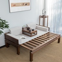 Luohan bed solid wood black walnut telescopic push pull arhat bed new Chinese Zen small apartment living room sofa bed