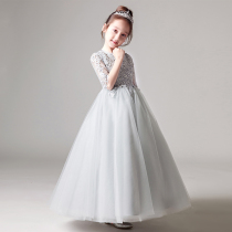 Childrens princess dress girl puffy gauze foreign piano performance dress little girl host birthday evening dress spring and autumn