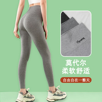 Underpants woman outside wearing spring thin section 90% Modale High waist collection belly elastic grey Skinny Big Code Tight Fit Pants