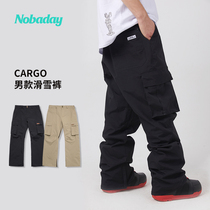 NOBADAY fashion Mens new veneer loose snow pants windproof waterproof breathable warm ski pants 14045
