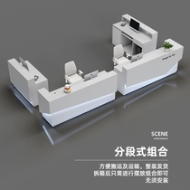 Simple modern white paint front desk company reception corner bar fashion creative with lights welcome desk customization