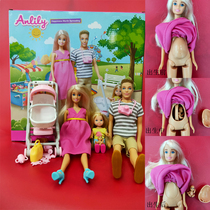 Pregnant little mouth Barbitt baby baby big belly pregnant woman family three Princess toy set