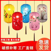 Chinese fabric hand-painted wax gourd lantern teahouse tea room restaurant hot pot restaurant aisle corridor porch antique lantern lamp