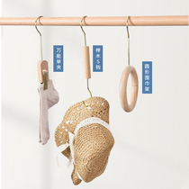 Clothing store s-type hook display props display bag hook hook hook Solid wood scarf rack Coat clip pants rack