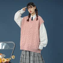 Sweater vest female 2021 Spring and Autumn New ins tide Japanese academic style loose knitted coat