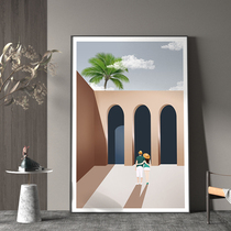 Corridor entrance porch vertical painting background wall living room nordic decorative painting simple modern morandi mural