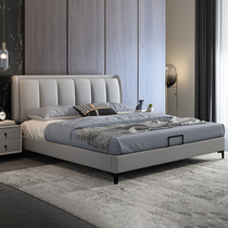 Italian light luxury bed Nordic minimalist technology cloth bed Modern simple 1 8-meter double bed Master bedroom small apartment wedding bed