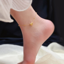 Titanium steel does not fade plated 18K yellow gold love anklet female ins cold wind forest system simple new net Red Tide people