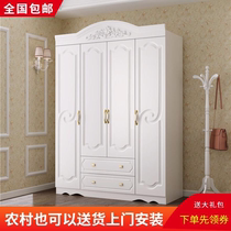 European-style wardrobe Simple modern solid wood environmental protection board rental house household small apartment bedroom storage storage cabinet