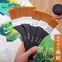 Green bamboo nylon painting brush flat head brush acrylic oil painting gouache brush hand painted wall painting board brush art traditional Chinese painting paint wall brush diagonal brush